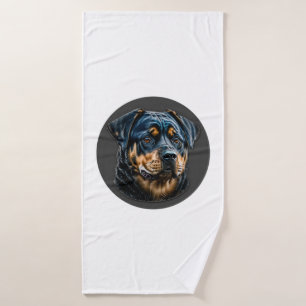Black Rottweiler Bath Towel