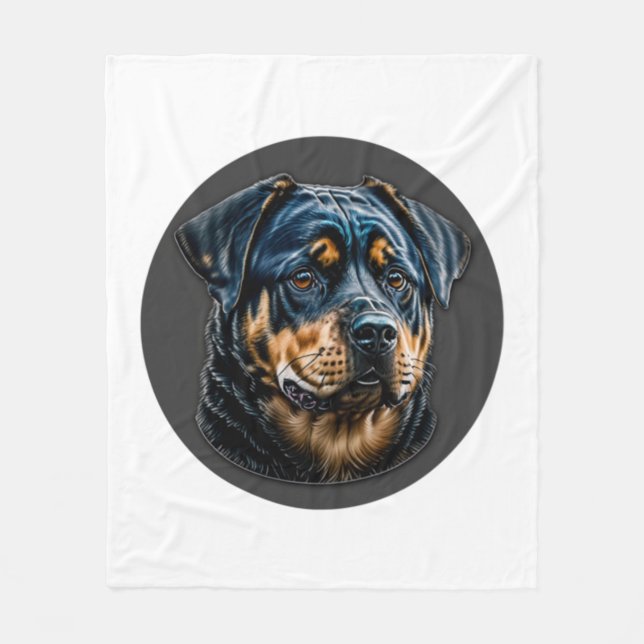 Black Rottweiler Fleece Blanket (Front)