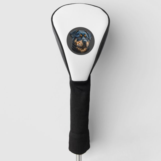 Black Rottweiler Golf Head Cover (Front)