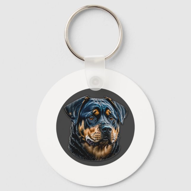 Black Rottweiler Key Ring (Front)