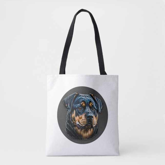 Black Rottweiler Tote Bag (Front)
