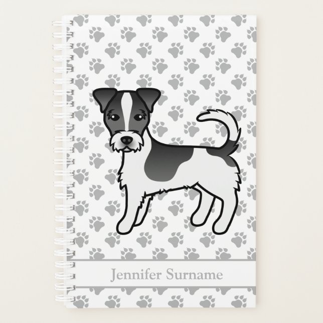 Black Rough Coat Jack Russell Terrier Dog & Name Planner (Front)