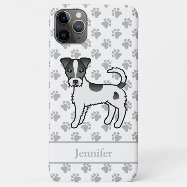 Black Rough Coat Parson Russell Terrier & Name Case-Mate iPhone Case (Back)