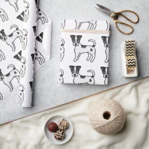 Black Rough Coat Parson Russell Terrier Pattern Wrapping Paper