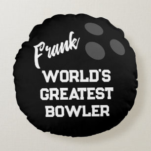 Black round bowling ball novelty throw pillow gift