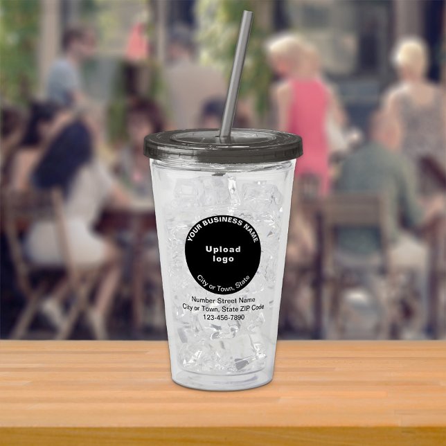Black Round Business Brand on Acrylic Tumbler (Black round business brand on acrylic tumbler)