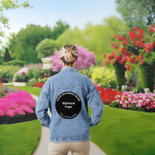 Black Round Business Brand on Women's Denim Jacket