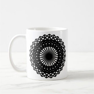 Black Round Lace Style Pattern. Coffee Mug