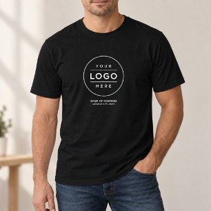 Black Round Logo Business Name Location T-Shirt
