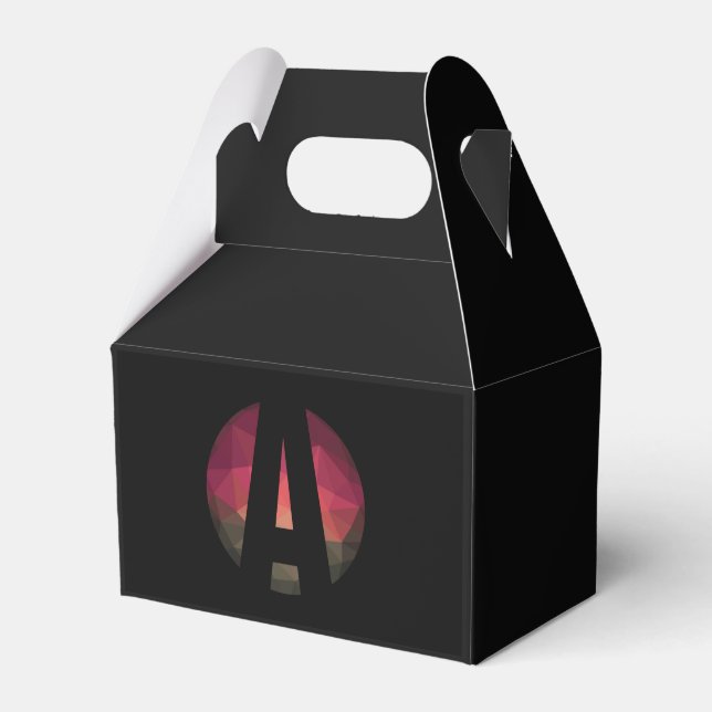 Black round monogram logo design  favour box (Front Side)