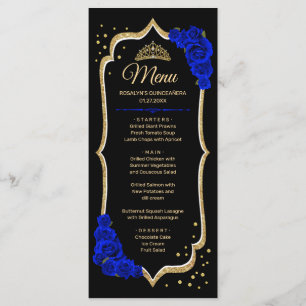 Black Royal Blue Gold Quinceanera Menu