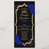 Black Royal Blue Gold Quinceanera