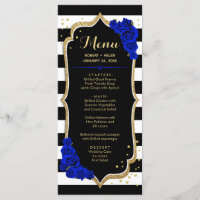 Black Royal Blue Gold White Menu Card