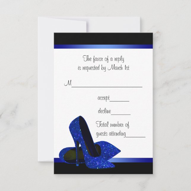 Black Royal Blue High Heels Womans Birthday RSVP (Front)