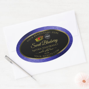 Black Royal Blue Product Labels Ladybug with Logo