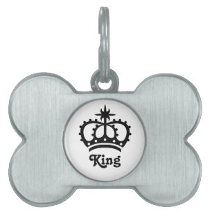Black Royal Crown With Text King Pet ID Tag