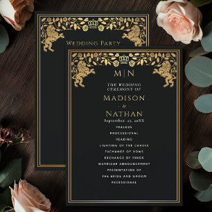 Black Royal Lion Mediaeval Sword Wedding Program