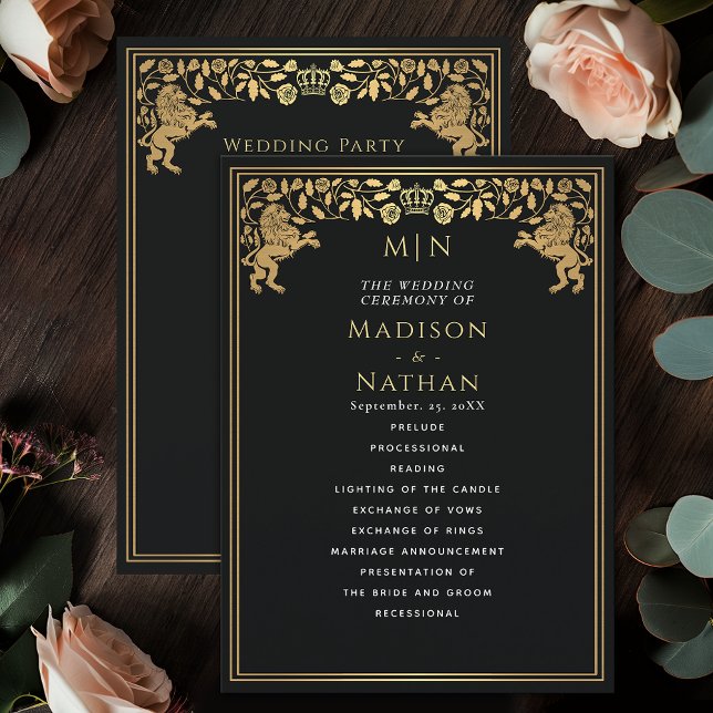 Black Royal Lion Mediaeval Sword Wedding Program (Creator Uploaded)