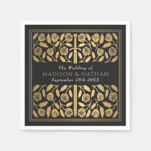 Black Royal Mediaeval Gold Sword Wedding Napkin