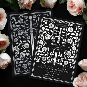 Black Royal Mediaeval Silver Sword Wedding