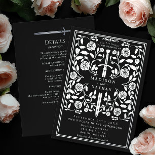 Black Royal Mediaeval Silver Sword Wedding Details