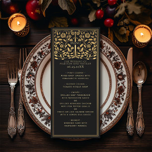 Black Royal Mediaeval Sword Wedding Flat Menu