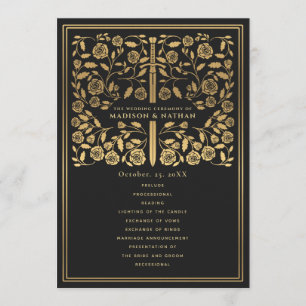 Black Royal Mediaeval Sword Wedding Program