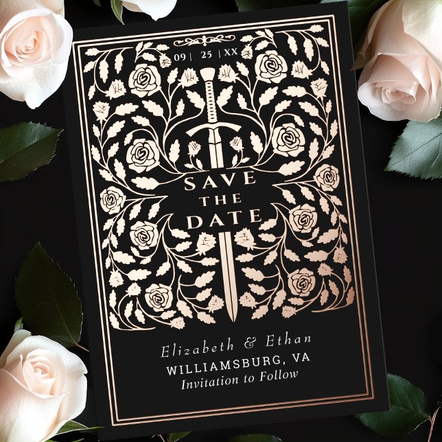 Black Royal Mediaeval Sword Wedding Save the Date (Creator Uploaded)