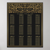 Black Royal Mediaeval Sword Wedding Seating Chart