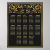 Black Royal Mediaeval Sword Wedding Seating Chart