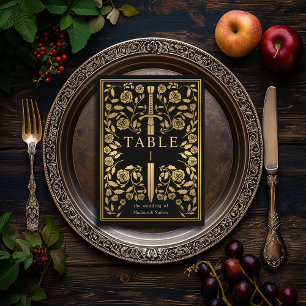 Black Royal Mediaeval Sword Wedding Table Number