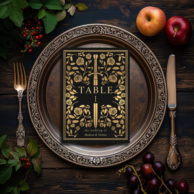 Black Royal Mediaeval Sword Wedding Table Number (Creator Uploaded)