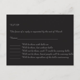 Black RSVP funny Invitation Postcard