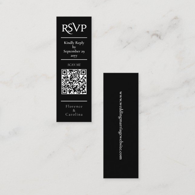 Black RSVP QR Code Wedding Budget Enclosure Card (Front/Back)