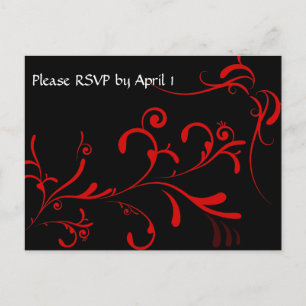 Black RSVP, red accent Invitation Postcard