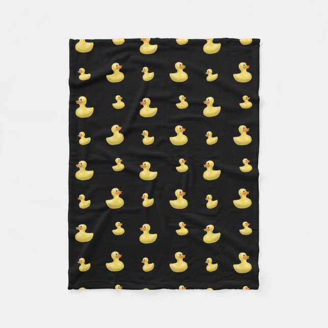 Black rubber duck pattern fleece blanket (Front)