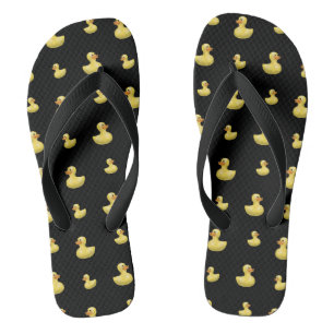 Black rubber duck pattern thongs