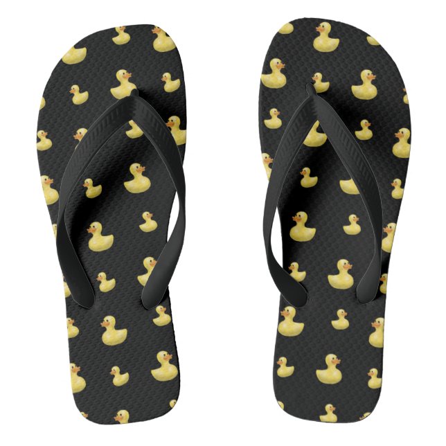 Black rubber duck pattern thongs (Footbed)