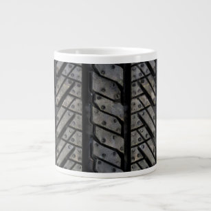 Black Rubber Tire Thread Texture Design Large Coffee Mug