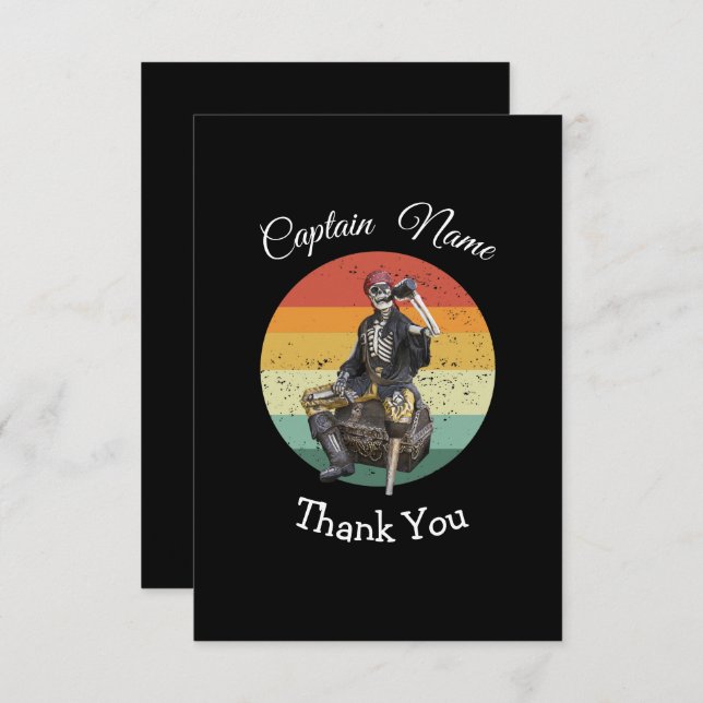Black Rum Skeleton Party Pirate   Thank You Card (Front/Back)