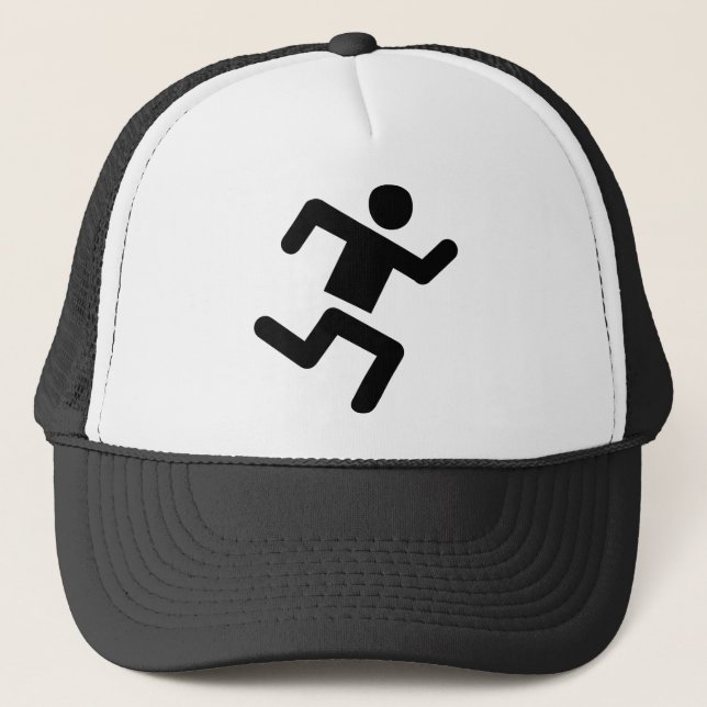 black runner athletics sprinter run trucker hat (Front)