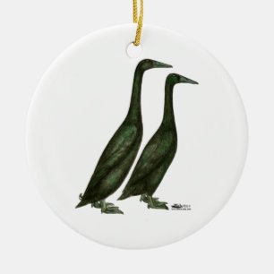 Black Runner Ducks Ceramic Tree Decoration