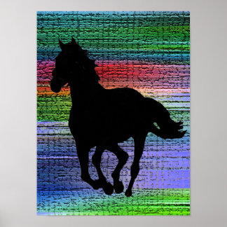 Black Running Horse Poster