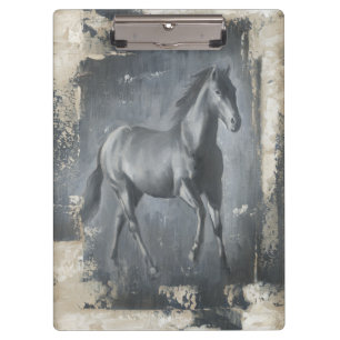 Black Running Stallion Clipboard