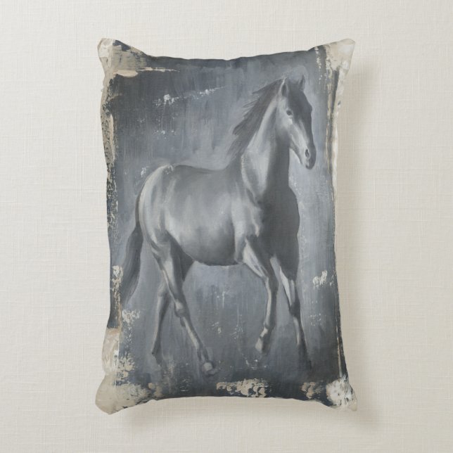 Black Running Stallion Decorative Cushion (Front(Vertical))