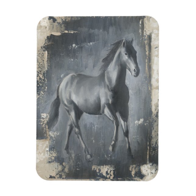 Black Running Stallion Magnet (Vertical)
