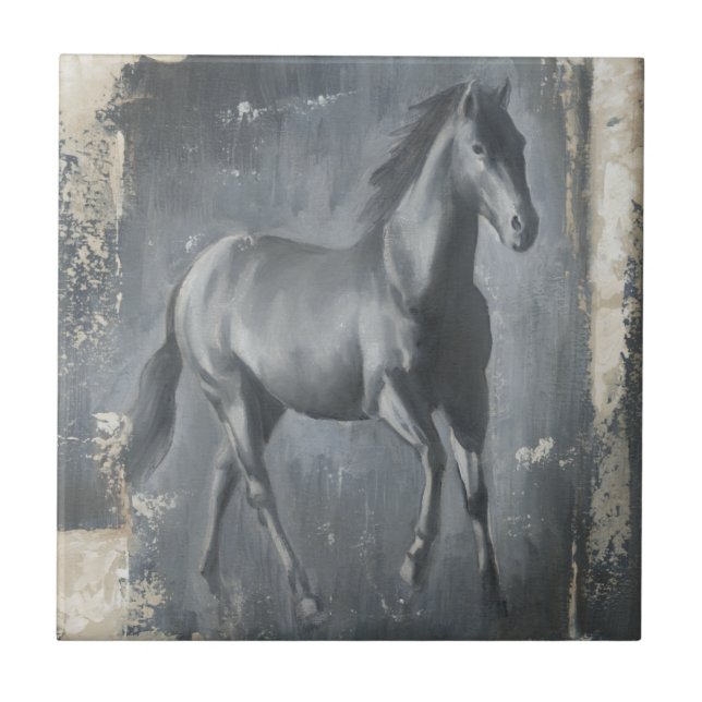 Black Running Stallion Tile (Front)