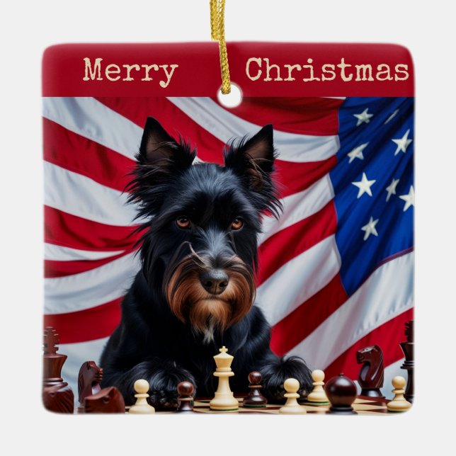 Black Russian Terrier Ceramic Ornament (Front)