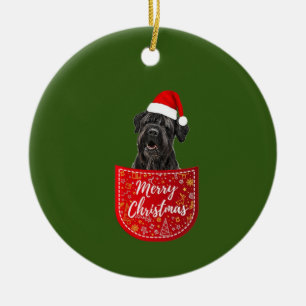 Black Russian Terrier Christmas Dog In Your Pocket Ceramic Ornament