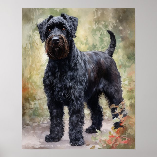 Black Russian Terrier Dog Art Print Poster (Front)